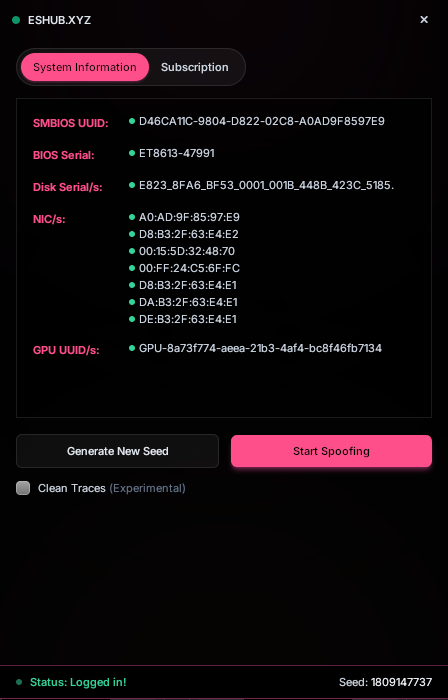 Spoofer: EsHub Temporary 